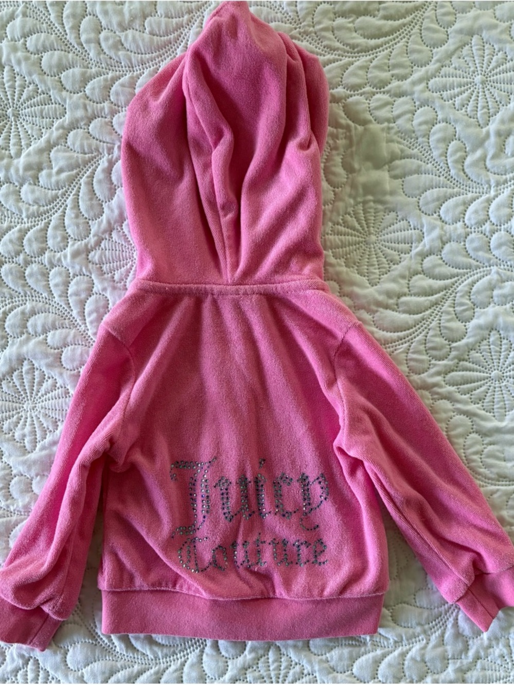 Juicy Couture baby Girl Pink Hoodie Zip Terry cloth Jacket rhinestone logo 12 M